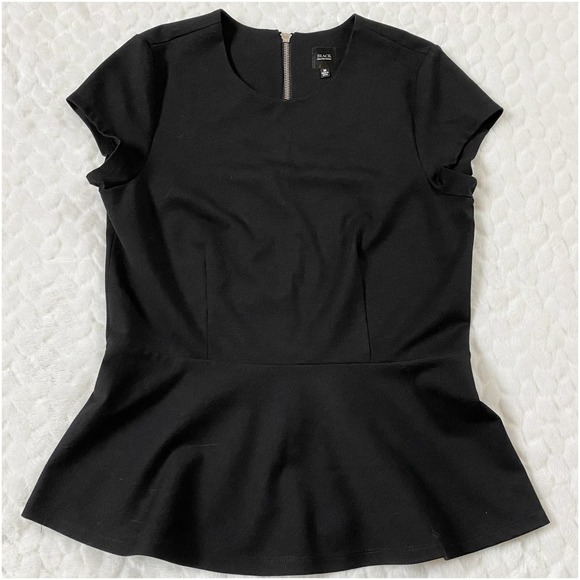 Saks Fifth Avenue Black Label Exposed Zipper Peplum top - Picture 1 of 8